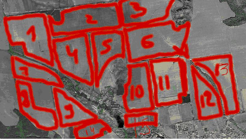 «Примерные» границы полей до профессиональной оцифровки